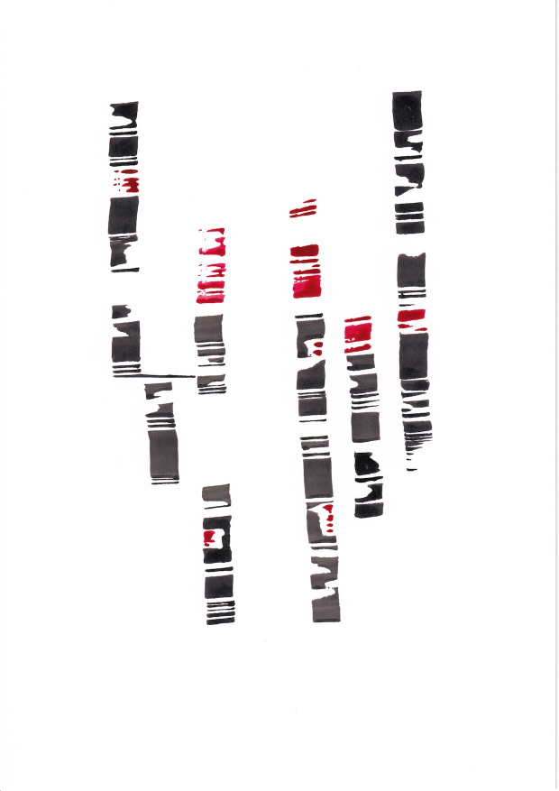 Minimalist ink drawing — Azryn Series A4 plate 9 — Lines That Begin Again