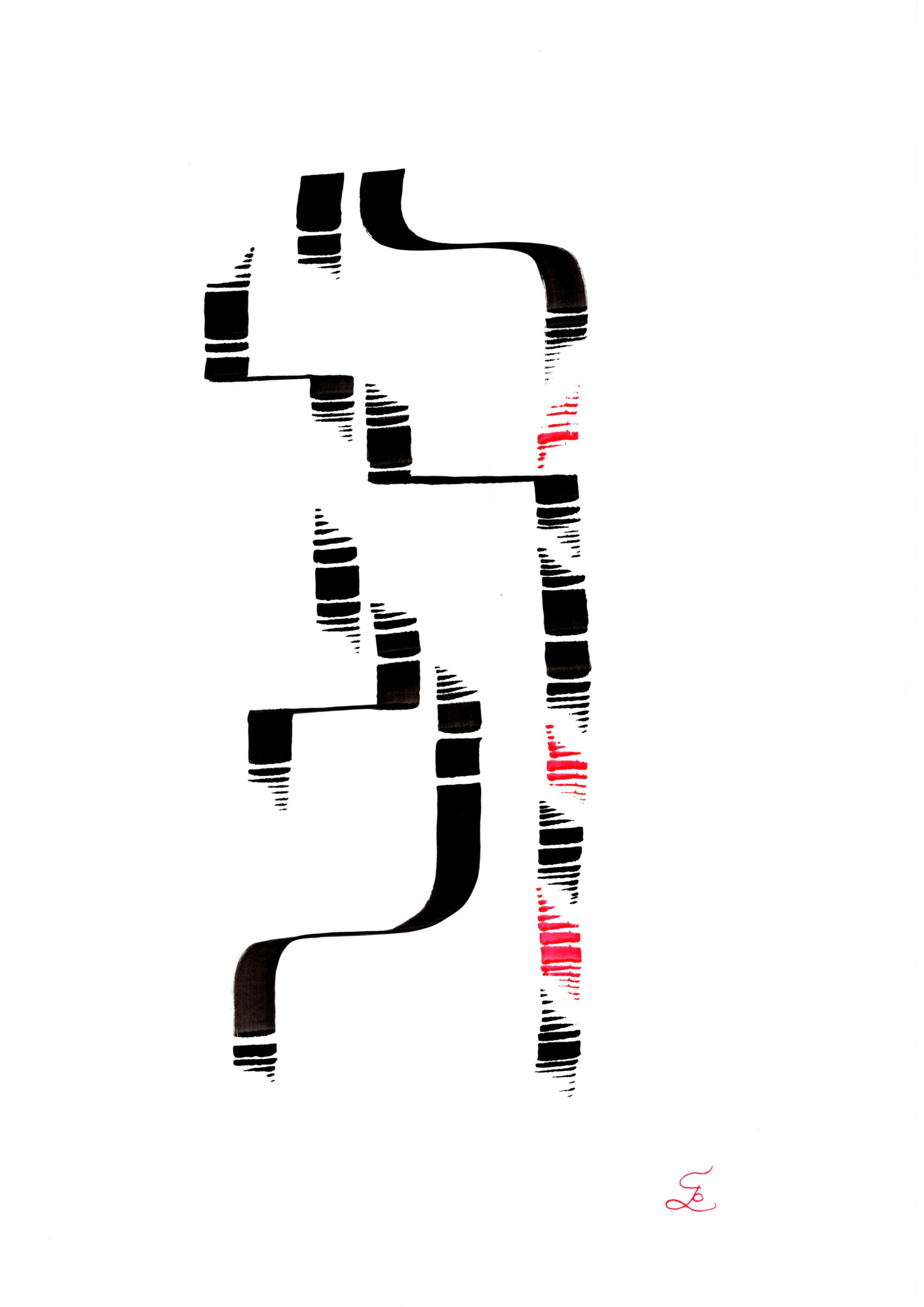 Minimalist ink drawing — Azryn Series A4 plate 18 — contemporary visual poetry