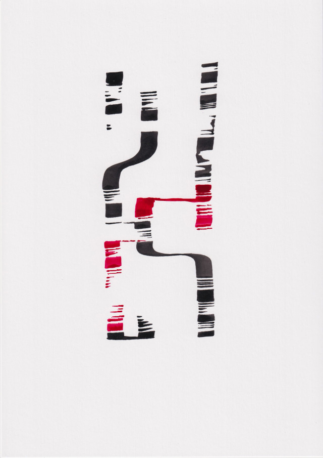 Minimalist ink drawing — Azryn Series A4 plate 35 — contemporary visual poetry