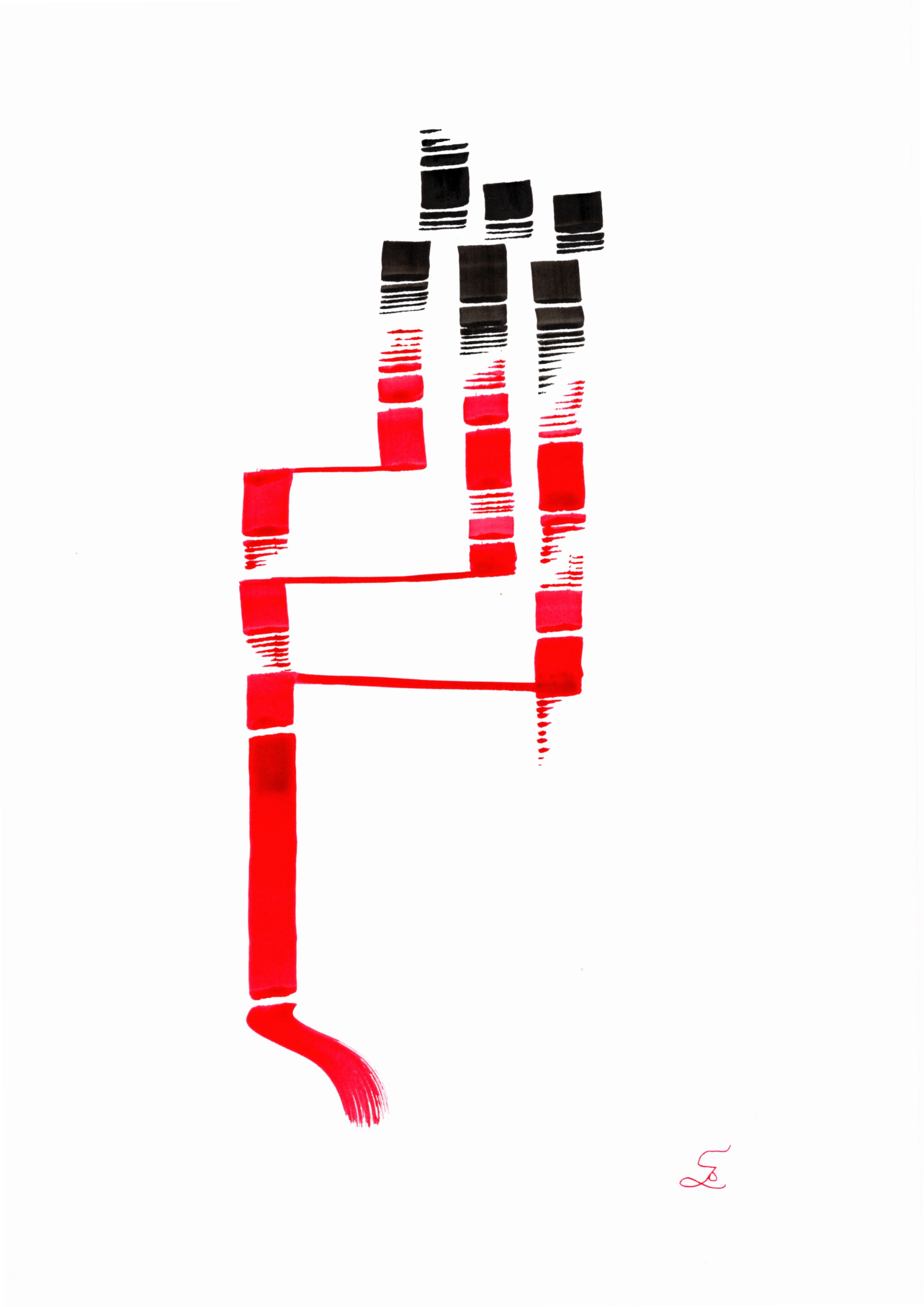 Minimalist ink drawing — Azryn Series A4 plate 35 — contemporary visual poetry